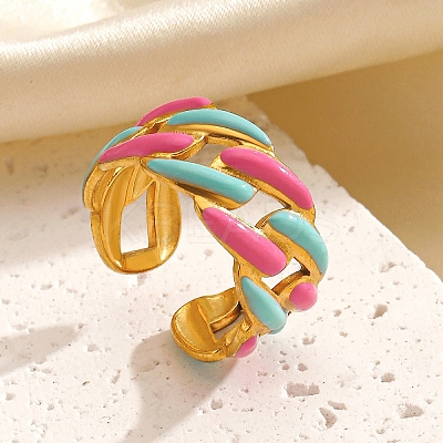 304 Stainless Steel Cuff Open Rings for Women RJEW-I113-02G-01-1