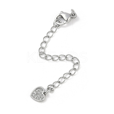 Brass Micro Pave Cubic Zirconia Ends with Chains KK-U043-03P-1