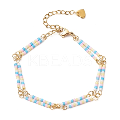 Glass Seed Beads Link Bracelets BJEW-MZ00148-02-1