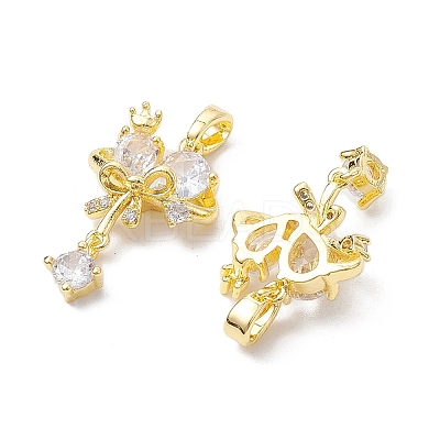Brass Micro Pave Clear Cubic Zirconia Pendants KK-K360-10G-1