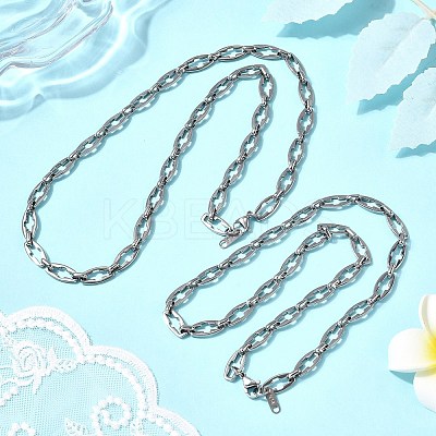 2Pcs 2 Styles 304 Stainless Steel Cross Link Chain Necklaces for Couple NJEW-JN05431-1