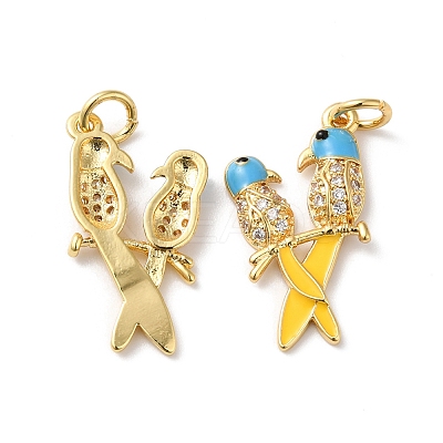 Rack Plating Brass Cubic Zirconia Pendants KK-D074-21G-1