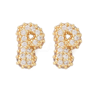 Brass Micro Pave Cubic Zirconia Stud Earrings EJEW-Z091-04G-P-1