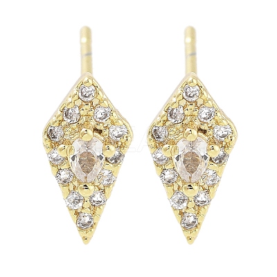Brass Micro Pave Clear Cubic Zirconia Studs Earring EJEW-S217-G15-1