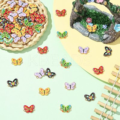 50Pcs 5 Colors Printed Alloy Connector Charms FIND-CJ0004-60-1