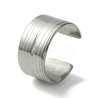 Non-Tarnish 304 Stainless Steel Grooved Open Cuff Ring RJEW-L110-044P-1