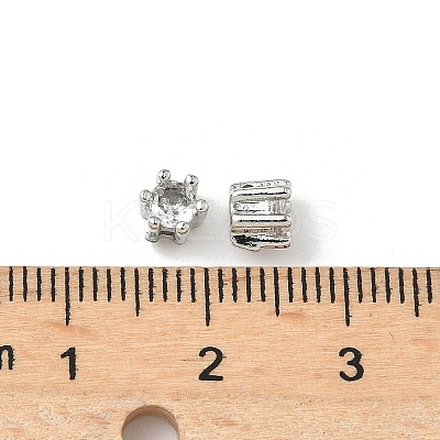 Brass Micro Pave Cubic Zirconia Beads KK-D386-09P-03-1