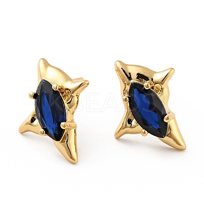 Cubic Zirconia Star Stud Earrings EJEW-G297-26G-1
