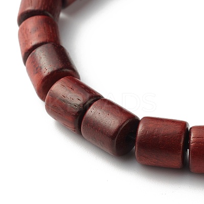 Waxed Wooden Column Beads Stretch Bracelet for Men Women BJEW-JB06776-1
