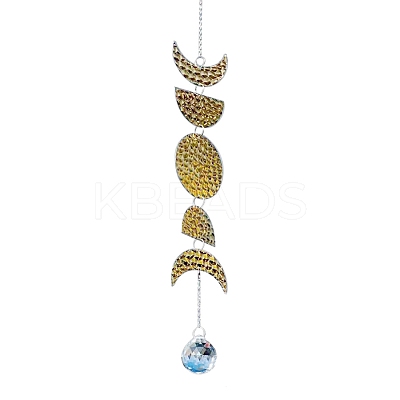 Moon Phase Theme Crystal Glass Sun Catcher Pendant LS-PW-WG27FA6-01-1
