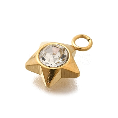 304 Stainless Steel Pave Cubic Zirconia Charms STAS-D310-07G-03-1