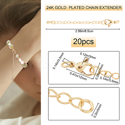 20 Sets Long-Lasting Plated Brass Chain Extender KK-BBC0001-06-1