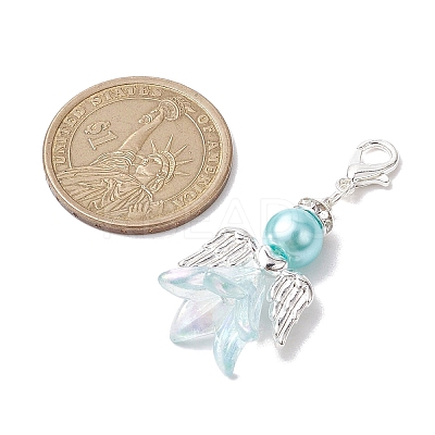 2Pcs 2 Colors Wedding Season Angel Glass Pearl & Acrylic Pendant Decorations HJEW-JM01917-1