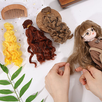 3Pcs 3 Colors PP Doll Wig Long Curly Hair DIY-GL0006-22-1