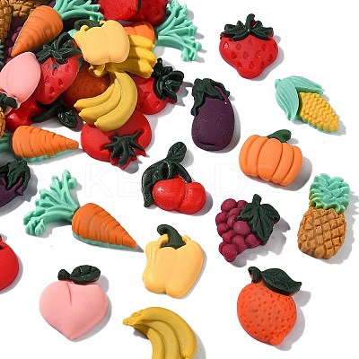 Vegetables and Fruits Theme Resin Cabochons CRES-CJ0001-10-1