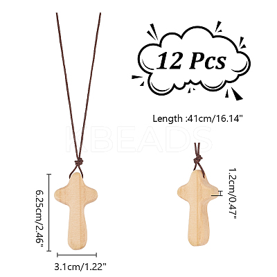 Wood Cross Pendant Decorations WOOD-WH0034-55B-1