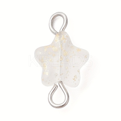 Spray Painted Glass Star Connector Charms PALLOY-JF02338-40B-1
