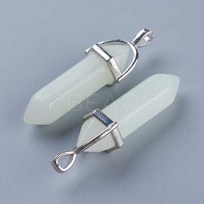 Synthetic Luminous Stone Double Terminated Pointed Pendants G-P359-03B-1