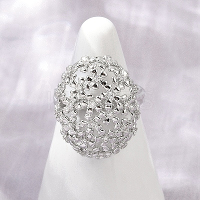 Brass Micro Pave Cubic Zirconia Adjustable Cuff Rings for Women RJEW-C129-07P-1