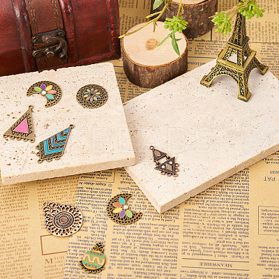 20Pcs 10 Style Tibetan Style Alloy Enamel Chandelier Components Links FIND-TA0001-83-1
