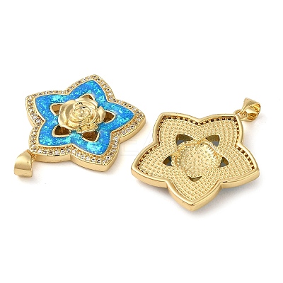 Rack Plating Brass Micro Pave Cubic Zirconia Pendants KK-P268-11C-G-1