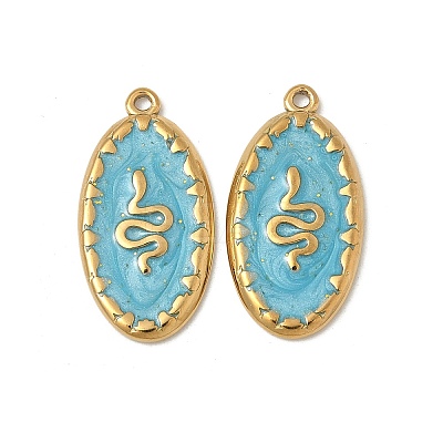 304 Stainless Steel Enamel Pendants STAS-V015-34G-1