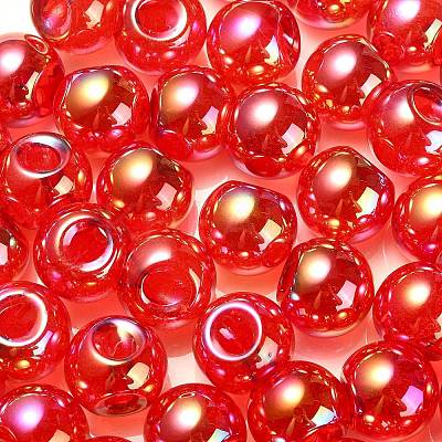 UV Plating Rainbow Iridescent Acrylic Beads OACR-G012-02-1