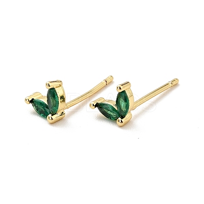 Cubic Zirconia Oval Stud Earrings EJEW-G297-13G-02-1