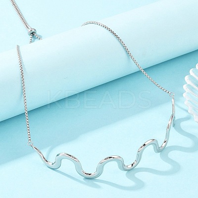 304 Stainless Steel Wavy Line Choker Slider Necklaces NJEW-Z106-01P-1