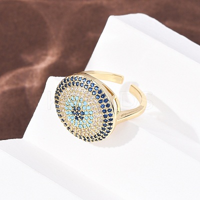 Brass Micro Pave Cubic Zirconia Cuff Open Rings for Women RJEW-K264-09C-G-1
