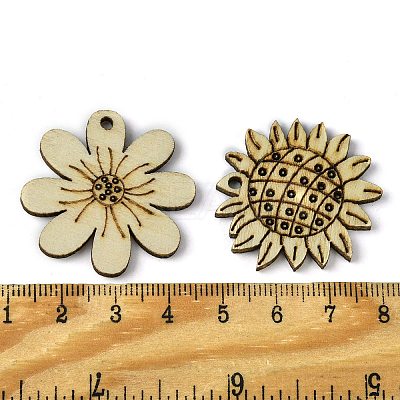 100 Pcs Wood Pendants WOOD-G020-10-1