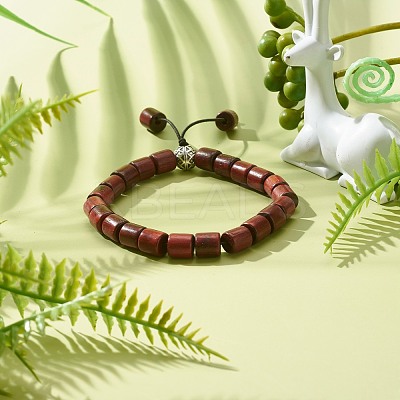 Waxed Wooden Column Beads Stretch Bracelet for Men Women BJEW-JB06776-1