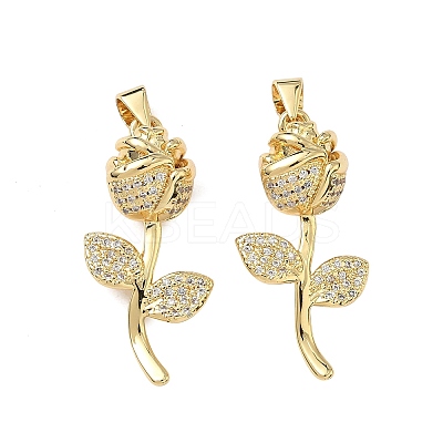 Brass Micro Pave Clear Cubic Zirconia Pendants KK-F930-12G-1