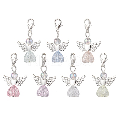 Heart Angel Acrylic Pendant Decorations HJEW-JM02538-01-1