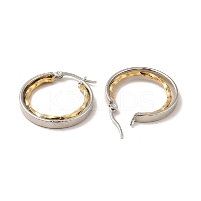 Two Tone 304 Stainless Steel Double Ring Hoop Earrings for Women EJEW-I272-03GP-1
