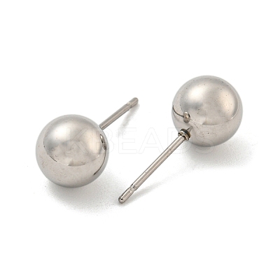 Tarnish Resistant 304 Stainless Steel with 201 Stainless Steel Smooth Round Ball Stud Earring Findings STAS-O004-08F-P-1