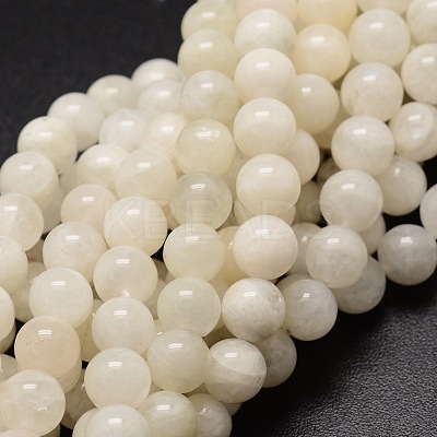 Natural Rainbow Moonstone Round Beads Strands G-E329-5-6mm-49-1