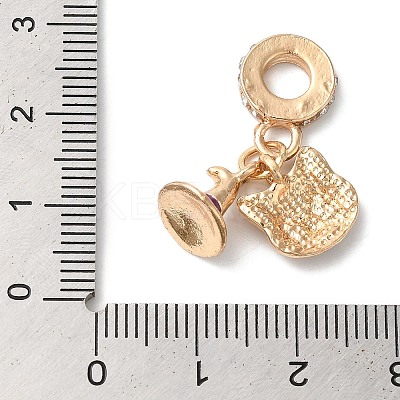Rack Plating Alloy Crystal Rhinestone European Dangle Charms PALLOY-S189-18G-1