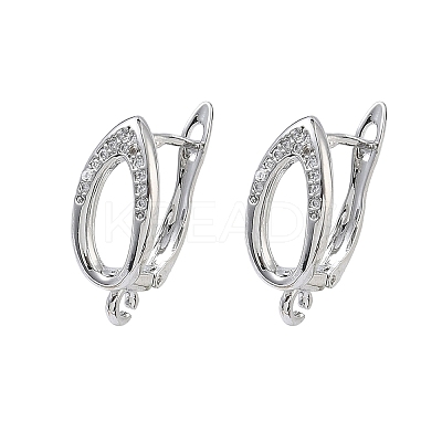 Teardrop Teardrop Brass Micro Pave Clear Cubic Zirconia Hoop Earring Findings KK-Z143-08P-1