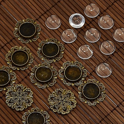12mm Clear Domed Glass Cabochon Cover for Flower DIY Photo Brass Cabochon Making DIY-X0113-AB-NF-1