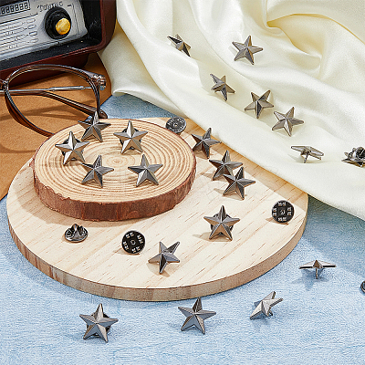 24Pcs Alloy Star Lapel Pin Brooches JEWB-FH0001-37B-1