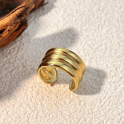304 Stainless Steel Chunky Cuff Rings RJEW-S626-02G-1