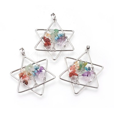 Natural & Synthetic Mixed Gemstone Chakra Big Pendants G-I212-02A-1