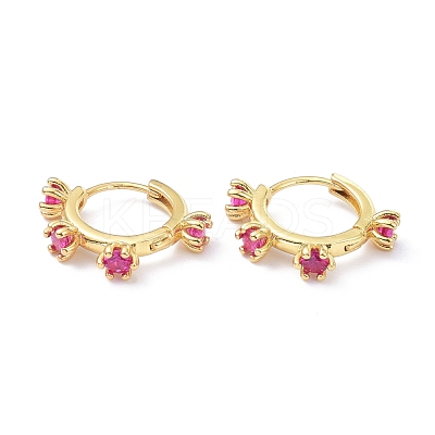 Brass Inlaid Cubic Zirconia Hoop Earrings ZIRC-P090-17G-B-1