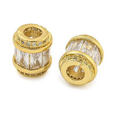 Rack Plating Brass Micro Pave Cubic Zirconia European Beads KK-F089-31G-08-1