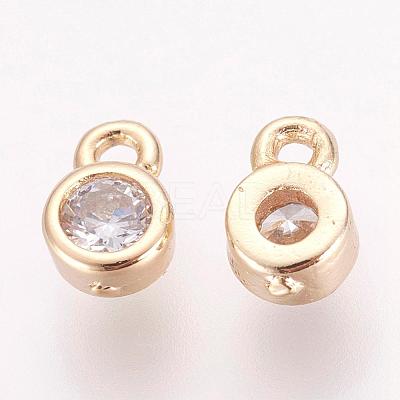 Brass Cubic Zirconia Charms ZIRC-P068-01G-1