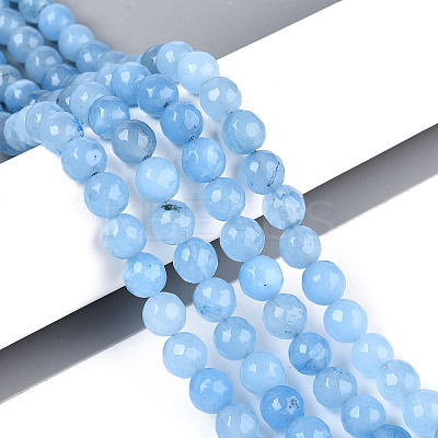Dyed Natural White Jade Beads Strands G-T139-8mm-60-15-1