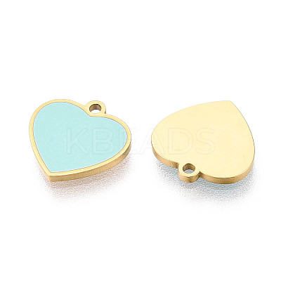 304 Stainless Steel & Enamel Heart Pendants STAS-T073-21G-1