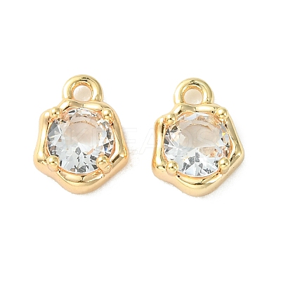 Brass Micro Pave Cubic Zirconia Charms KK-L208-10G-07-1