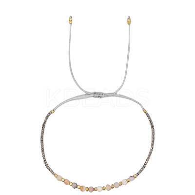 Mother's Day Glass Seed Bead & Natural Gemstone Braided Bead Bracelets for Women SK3516-16-1